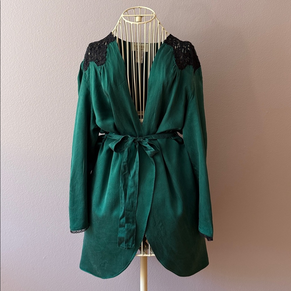 Victoria's Secret 100% Silk robe  dress with Lace